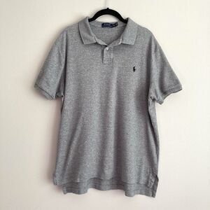 Polo Ralph Lauren Polo Shirt Mens Gray Jersey Fabric Cotton Size XL Basic Preppy